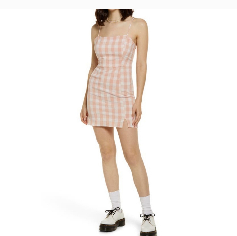 BP Women’s Pink Plaid Sleeveless Short Dress Size Medium NWOT